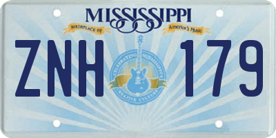 MS license plate ZNH179