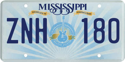 MS license plate ZNH180
