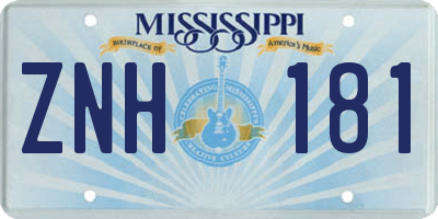 MS license plate ZNH181