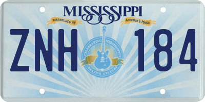 MS license plate ZNH184