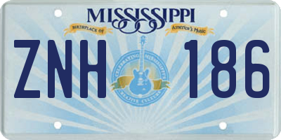 MS license plate ZNH186