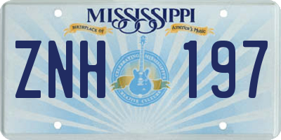 MS license plate ZNH197