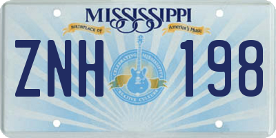 MS license plate ZNH198