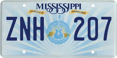 MS license plate ZNH207