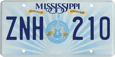 MS license plate ZNH210