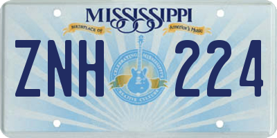 MS license plate ZNH224