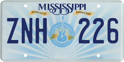 MS license plate ZNH226