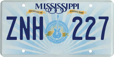 MS license plate ZNH227