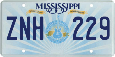 MS license plate ZNH229