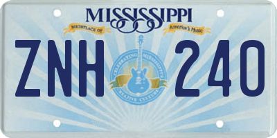 MS license plate ZNH240
