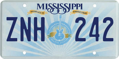 MS license plate ZNH242