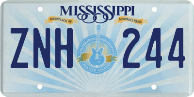 MS license plate ZNH244