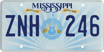 MS license plate ZNH246