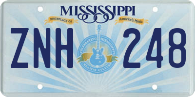 MS license plate ZNH248