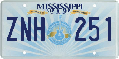 MS license plate ZNH251