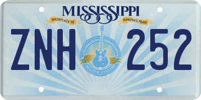 MS license plate ZNH252