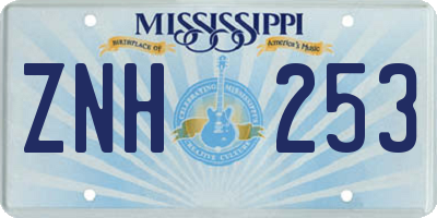 MS license plate ZNH253