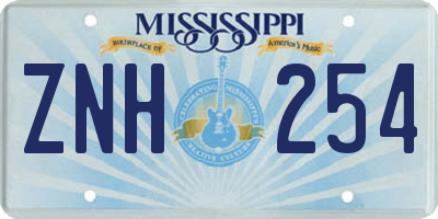 MS license plate ZNH254