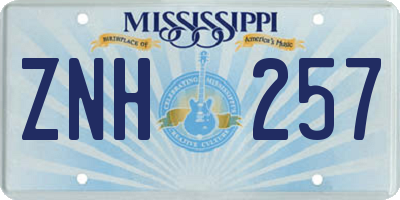 MS license plate ZNH257