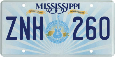 MS license plate ZNH260