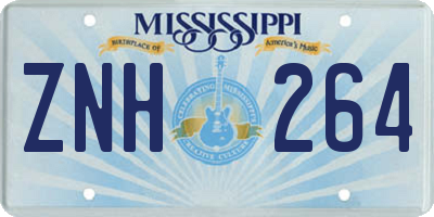 MS license plate ZNH264