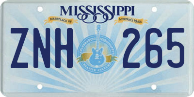 MS license plate ZNH265