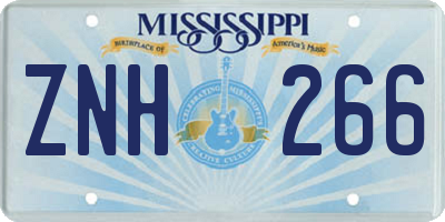 MS license plate ZNH266
