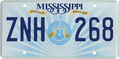 MS license plate ZNH268