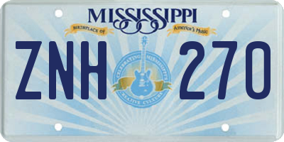 MS license plate ZNH270