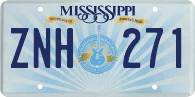 MS license plate ZNH271