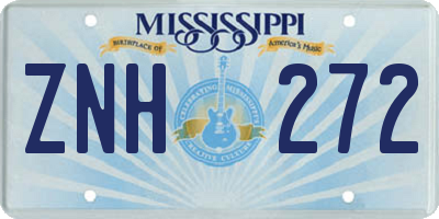 MS license plate ZNH272