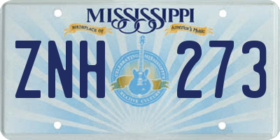 MS license plate ZNH273