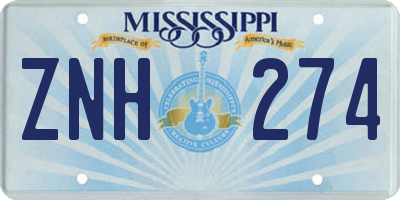 MS license plate ZNH274