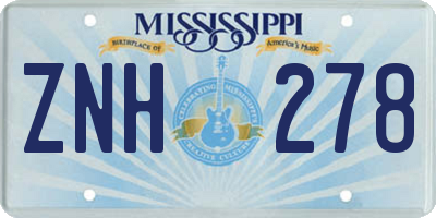 MS license plate ZNH278