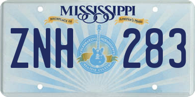 MS license plate ZNH283
