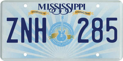 MS license plate ZNH285