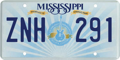 MS license plate ZNH291