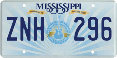 MS license plate ZNH296