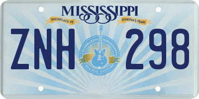 MS license plate ZNH298