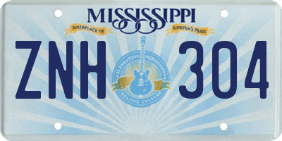 MS license plate ZNH304
