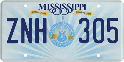 MS license plate ZNH305