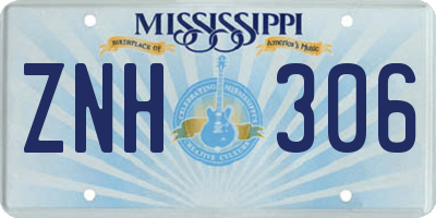 MS license plate ZNH306