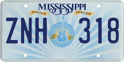 MS license plate ZNH318