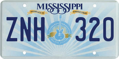 MS license plate ZNH320