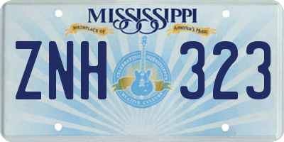 MS license plate ZNH323