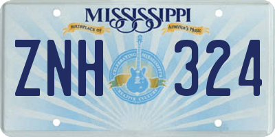 MS license plate ZNH324