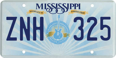 MS license plate ZNH325