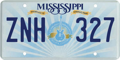 MS license plate ZNH327