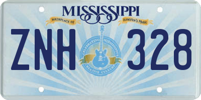 MS license plate ZNH328