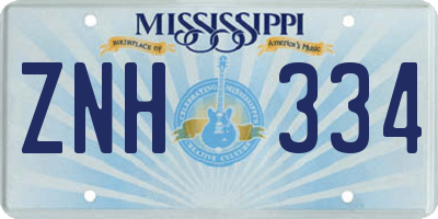 MS license plate ZNH334